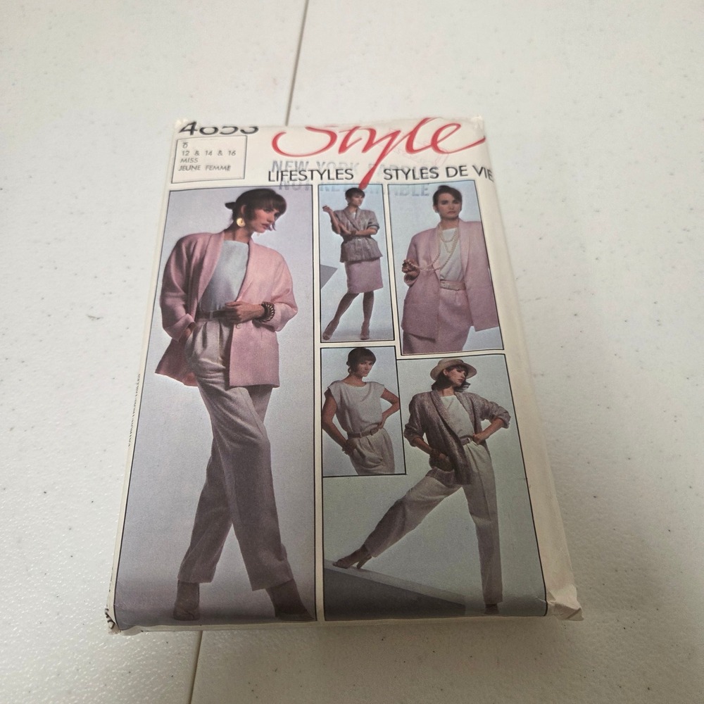 Vintage Style 4653 Sewing Pattern Misses Jacket Trousers Skirt Top Size 12 14 16
